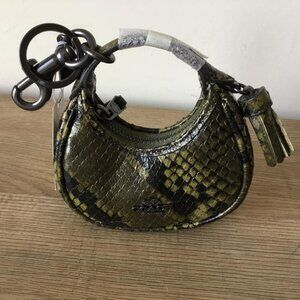 Coach Carmen Mini Bag Charm in Olive Snake Print Gunmetal Trim Limited Edition